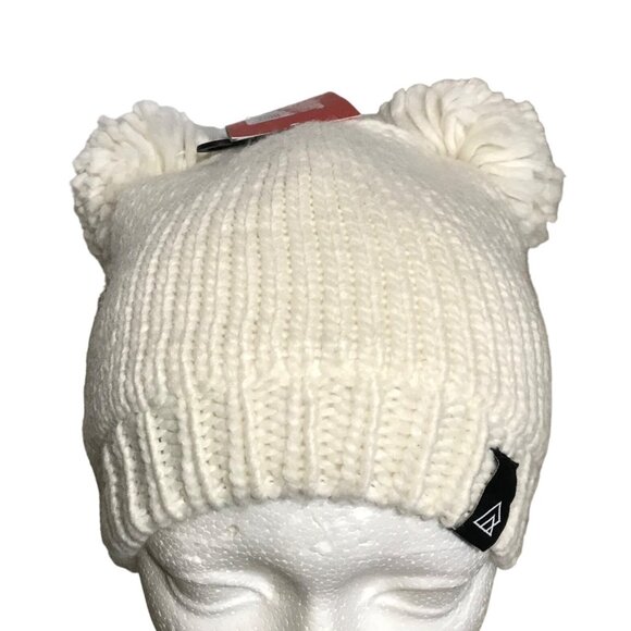 Ripzone Youth White Knit Beanie With Double Pom Poms - Picture 2 of 11